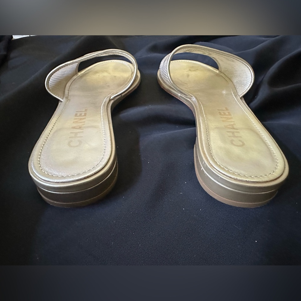 Chanel Gold Mesh Mules Size 38 US 8 - Picture 5 of 13